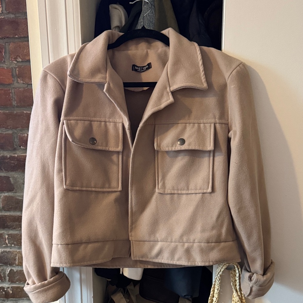 Nasty Gal Tan Cropped Jacket